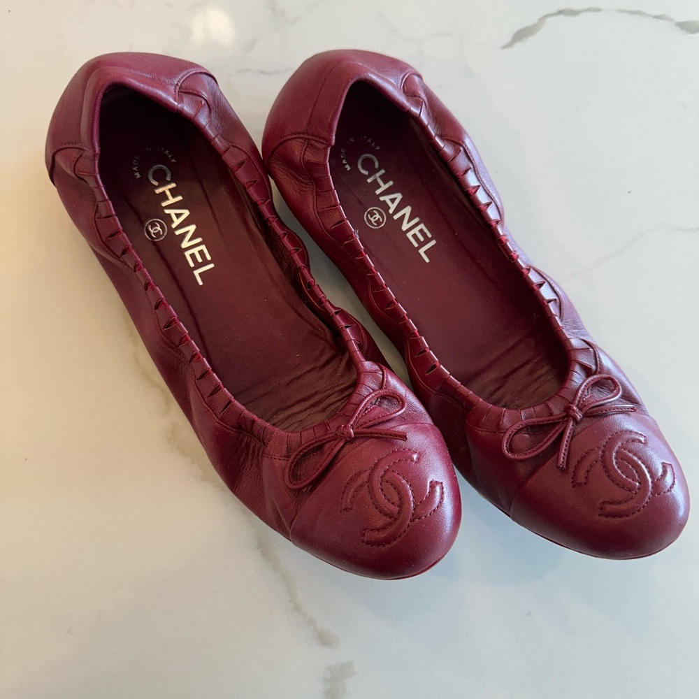 Chanel Red Ballet Flats